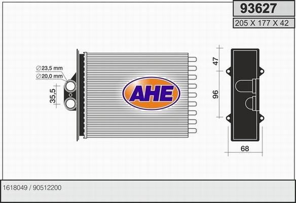 AHE 93627 - Теплообмінник, опалення салону autozip.com.ua