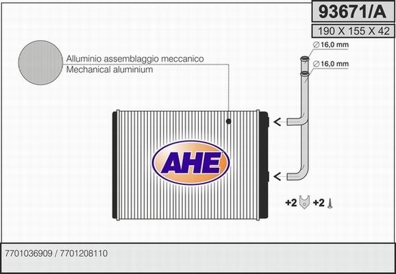 AHE 93671/A - Теплообмінник, опалення салону autozip.com.ua