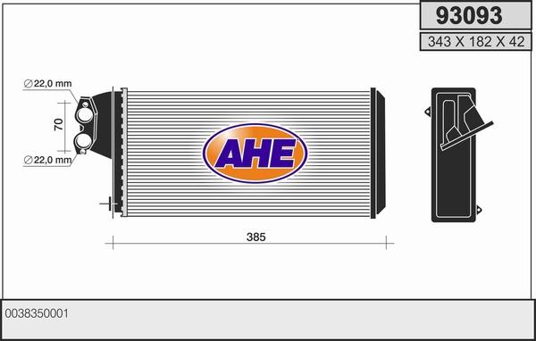 AHE 93093 - Теплообмінник, опалення салону autozip.com.ua