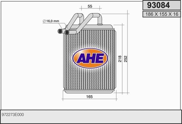 AHE 93084 - Теплообмінник, опалення салону autozip.com.ua