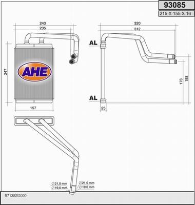 AHE 93085 - Теплообмінник, опалення салону autozip.com.ua