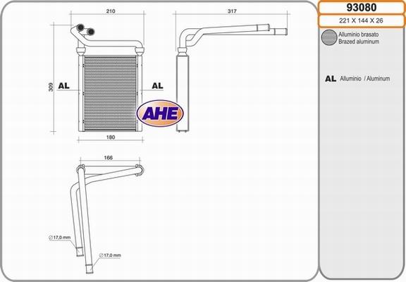 AHE 93080 - Теплообмінник, опалення салону autozip.com.ua
