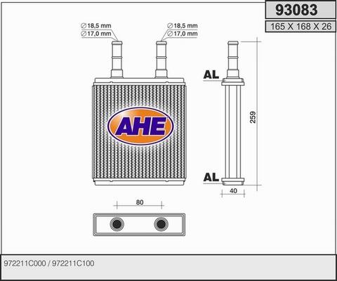 AHE 93083 - Теплообмінник, опалення салону autozip.com.ua