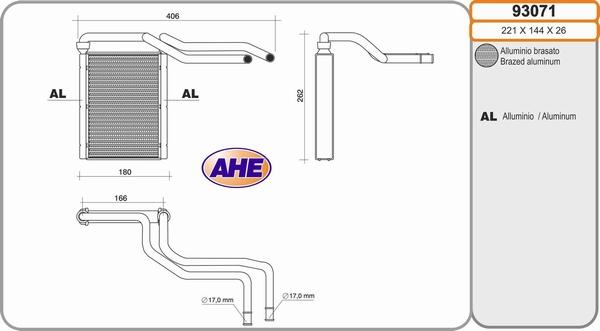 AHE 93071 - Теплообмінник, опалення салону autozip.com.ua