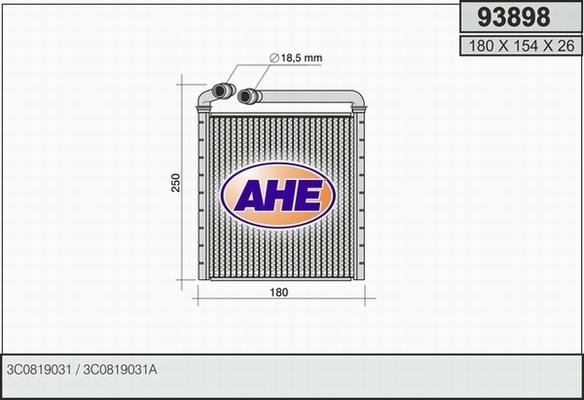 AHE 93898 - Теплообмінник, опалення салону autozip.com.ua