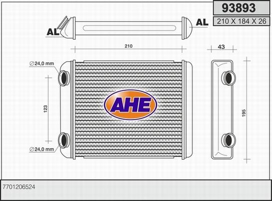 AHE 93893 - Теплообмінник, опалення салону autozip.com.ua