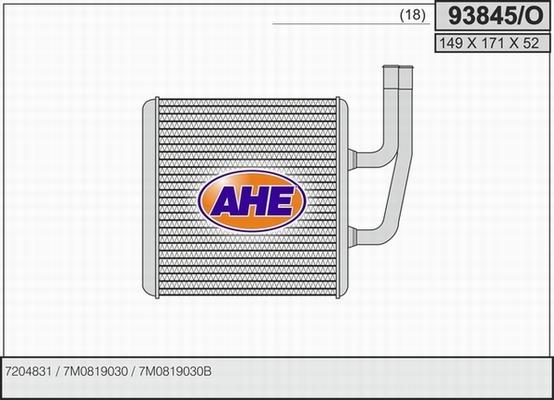 AHE 93845/O - Теплообмінник, опалення салону autozip.com.ua