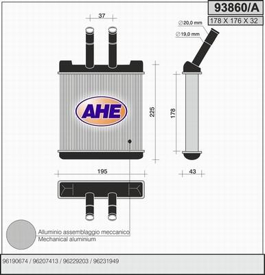 AHE 93860/A - Теплообмінник, опалення салону autozip.com.ua