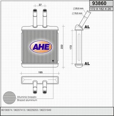 AHE 93860 - Теплообмінник, опалення салону autozip.com.ua