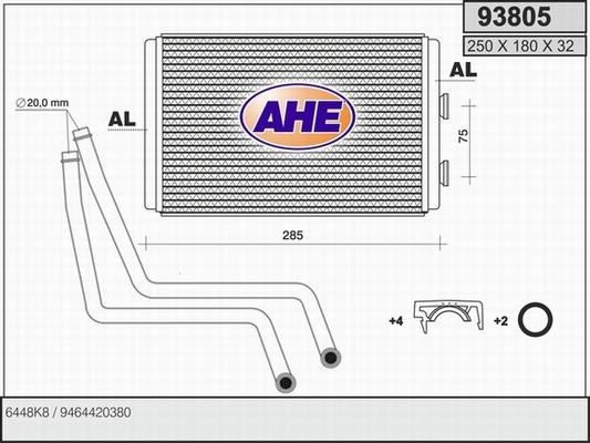 AHE 93805 - Теплообмінник, опалення салону autozip.com.ua