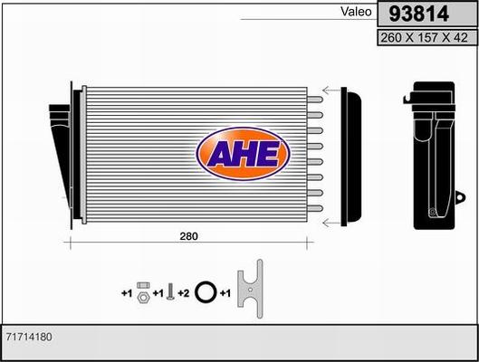 AHE 93814 - Теплообмінник, опалення салону autozip.com.ua