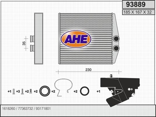 AHE 93889 - Теплообмінник, опалення салону autozip.com.ua