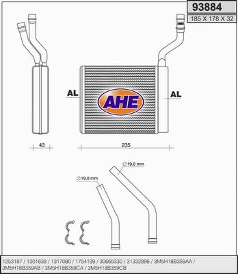 AHE 93884 - Теплообмінник, опалення салону autozip.com.ua