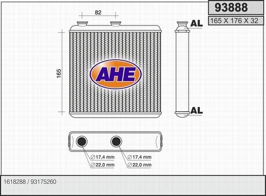 AHE 93888 - Теплообмінник, опалення салону autozip.com.ua