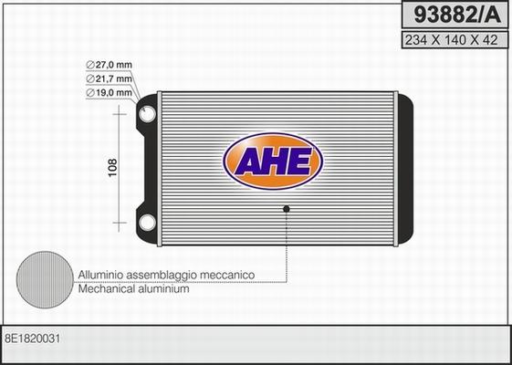 AHE 93882/A - Теплообмінник, опалення салону autozip.com.ua