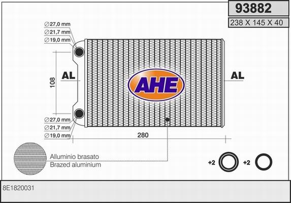 AHE 93882 - Теплообмінник, опалення салону autozip.com.ua