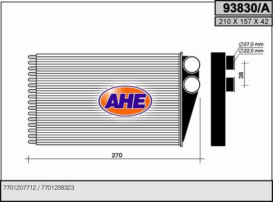 AHE 93830/A - Теплообмінник, опалення салону autozip.com.ua