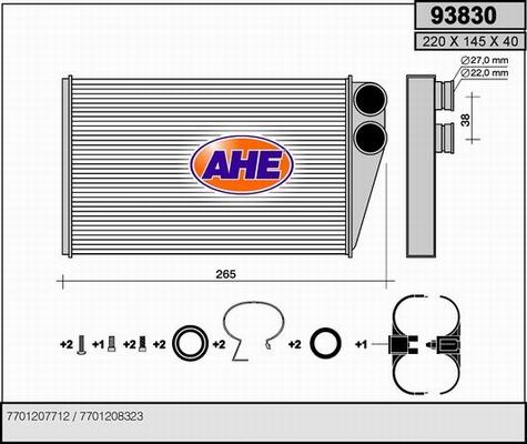 AHE 93830 - Теплообмінник, опалення салону autozip.com.ua