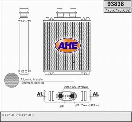 AHE 93838 - Теплообмінник, опалення салону autozip.com.ua