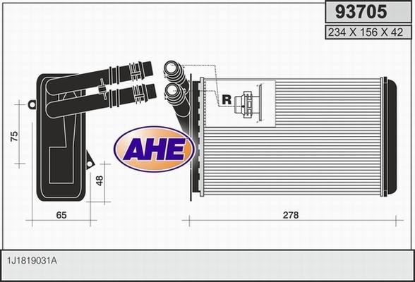 AHE 93705 - Теплообмінник, опалення салону autozip.com.ua