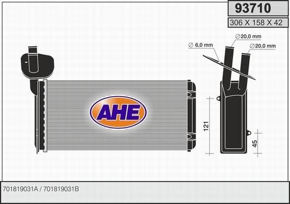 AHE 93710 - Теплообмінник, опалення салону autozip.com.ua