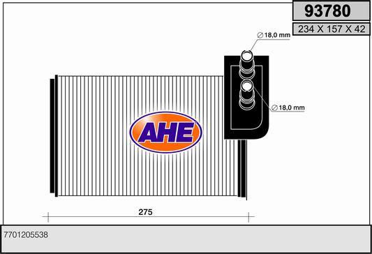 AHE 93780 - Теплообмінник, опалення салону autozip.com.ua