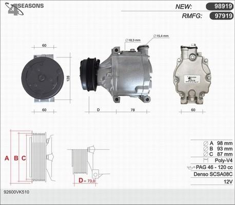 AHE 97919 - Компресор, кондиціонер autozip.com.ua