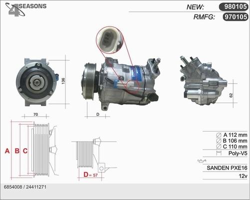 AHE 970105 - Компресор, кондиціонер autozip.com.ua
