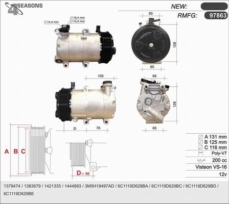 AHE 97863 - Компресор, кондиціонер autozip.com.ua