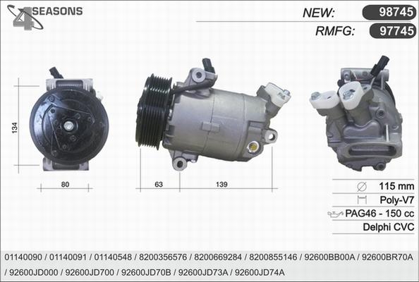 AHE 97745 - Компресор, кондиціонер autozip.com.ua