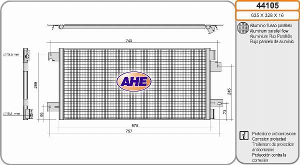 AHE 44105 - Конденсатор, кондиціонер autozip.com.ua