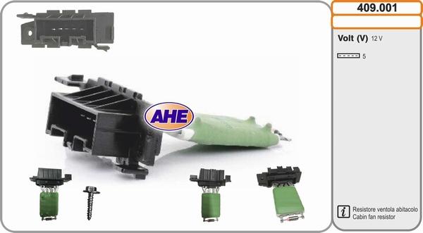 AHE 409.001 - Додатковий резистор, електромотор - вентилятор радіатора autozip.com.ua