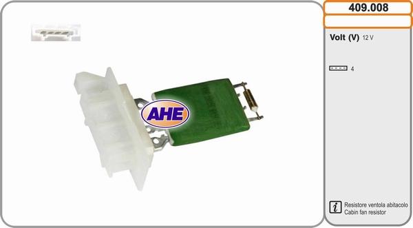 AHE 409.008 - Додатковий резистор, електромотор - вентилятор радіатора autozip.com.ua