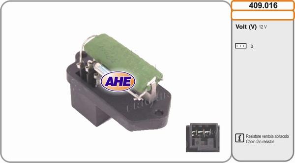 AHE 409.016 - Додатковий резистор, електромотор - вентилятор радіатора autozip.com.ua