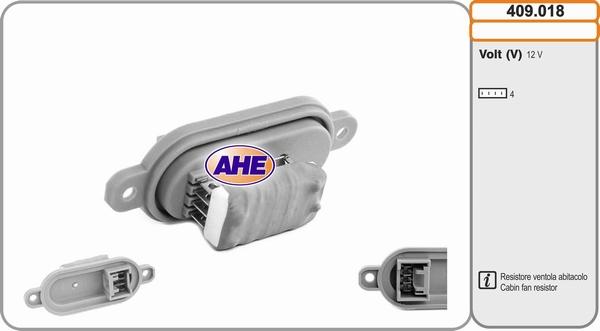 AHE 409.018 - Додатковий резистор, електромотор - вентилятор радіатора autozip.com.ua