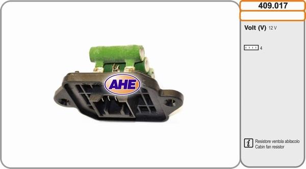 AHE 409.017 - Додатковий резистор, електромотор - вентилятор радіатора autozip.com.ua
