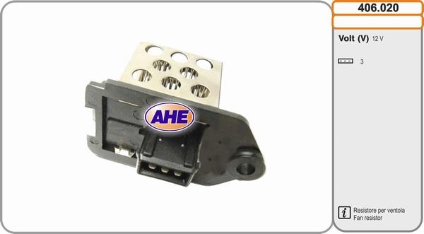 AHE 406.020 - Додатковий резистор, електромотор - вентилятор радіатора autozip.com.ua