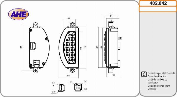 AHE 402.042 - Блок управління, ел. вентилятор (охолодження двигуна) autozip.com.ua