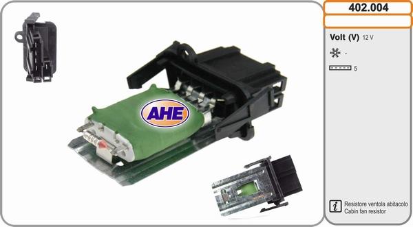 AHE 402.004 - Додатковий резистор, електромотор - вентилятор радіатора autozip.com.ua