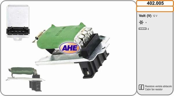 AHE 402.005 - Додатковий резистор, електромотор - вентилятор радіатора autozip.com.ua