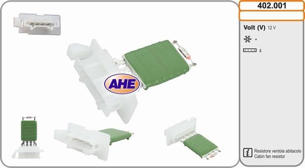 AHE 402.001 - Додатковий резистор, електромотор - вентилятор радіатора autozip.com.ua