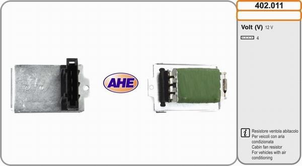 AHE 402.011 - Додатковий резистор, електромотор - вентилятор радіатора autozip.com.ua