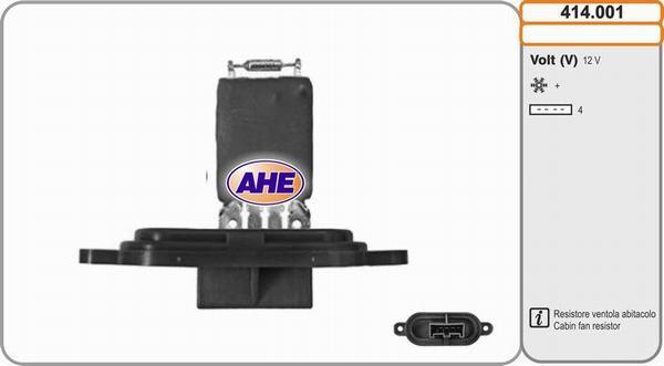 AHE 414.001 - Додатковий резистор, електромотор - вентилятор радіатора autozip.com.ua