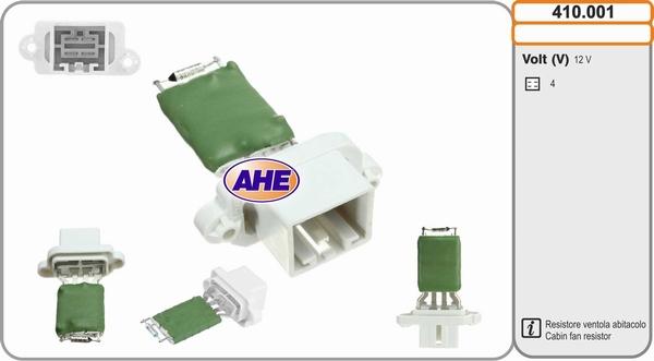 AHE 410.001 - Додатковий резистор, електромотор - вентилятор радіатора autozip.com.ua