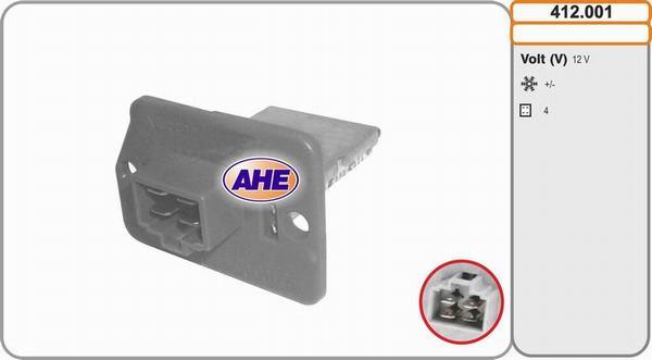 AHE 412.001 - Додатковий резистор, електромотор - вентилятор радіатора autozip.com.ua