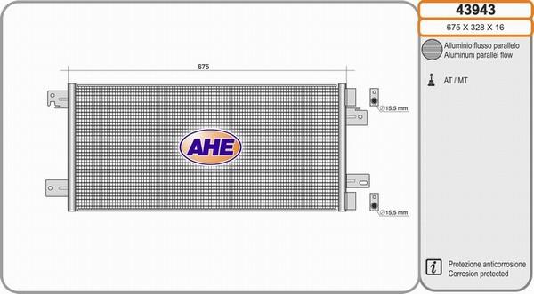 AHE 43943 - Конденсатор, кондиціонер autozip.com.ua