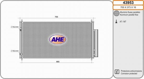 AHE 43953 - Конденсатор, кондиціонер autozip.com.ua