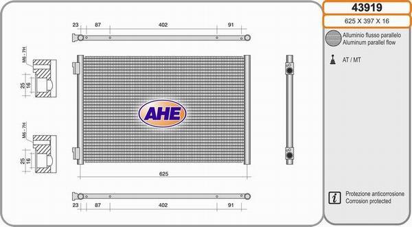 AHE 43919 - Конденсатор, кондиціонер autozip.com.ua