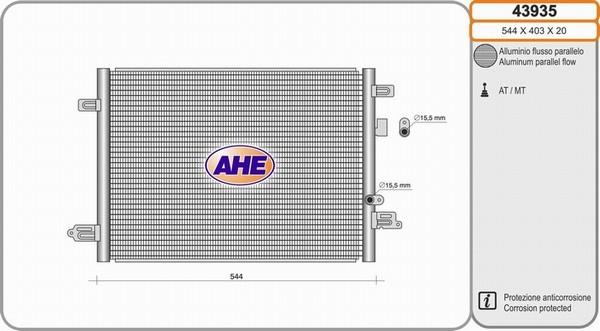 AHE 43935 - Конденсатор, кондиціонер autozip.com.ua
