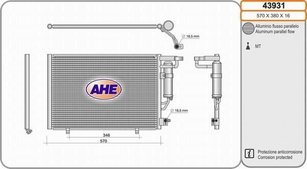 AHE 43931 - Конденсатор, кондиціонер autozip.com.ua